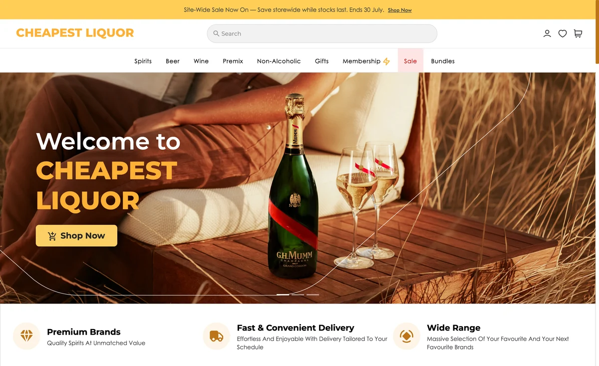 Cheapest Liquor homepage